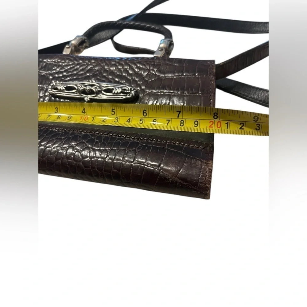 Brighton purse crossbody wallet braided handle brown black leather silver
